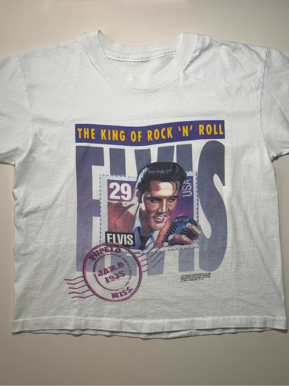 1992 Elvis Presley king of rock n roll vintage band shirt (rolled sleeves)